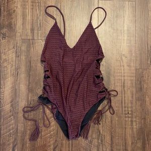 Acacia Swimwear Florence one piece merlot mesh